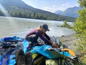 Packraft Assembly on Trail Lake