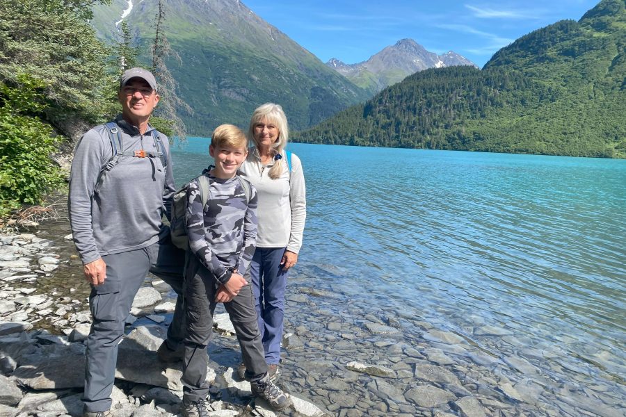 Family Enjoys Views of Grant Lake