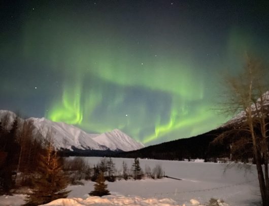 Northern Lights over Trail Lake in Moose Pass near Seward Alaska